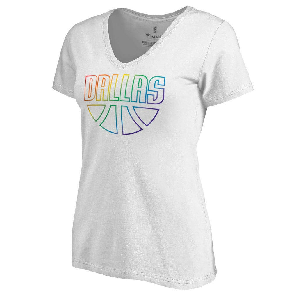 NBA Dallas Mavericks Women's Team Pride Wordmark V-Neck T-Shirt sale