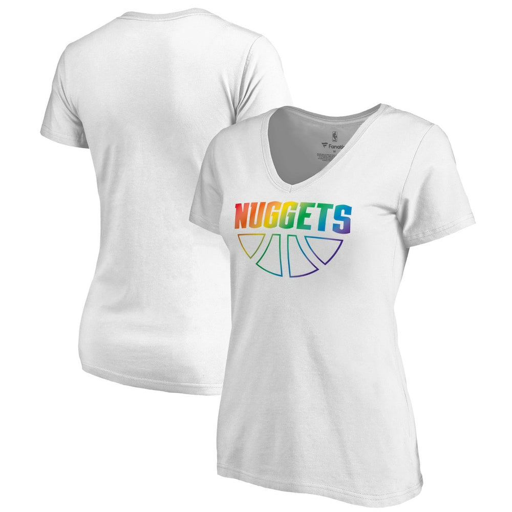 NBA Denver Nuggets Women's Team Pride Wordmark V-Neck T-Shirt sale