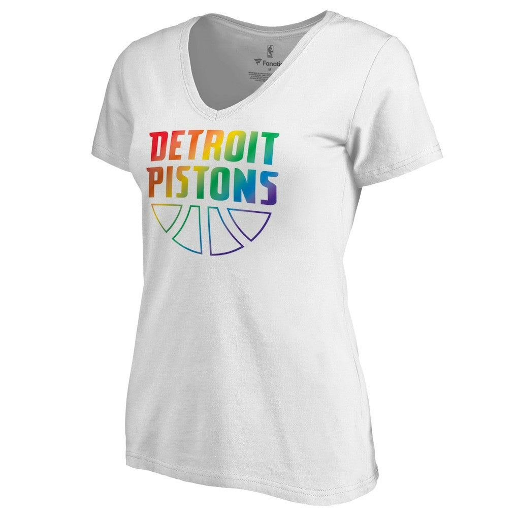 NBA Detroit Pistons Women's Team Pride Wordmark V-Neck T-Shirt sale