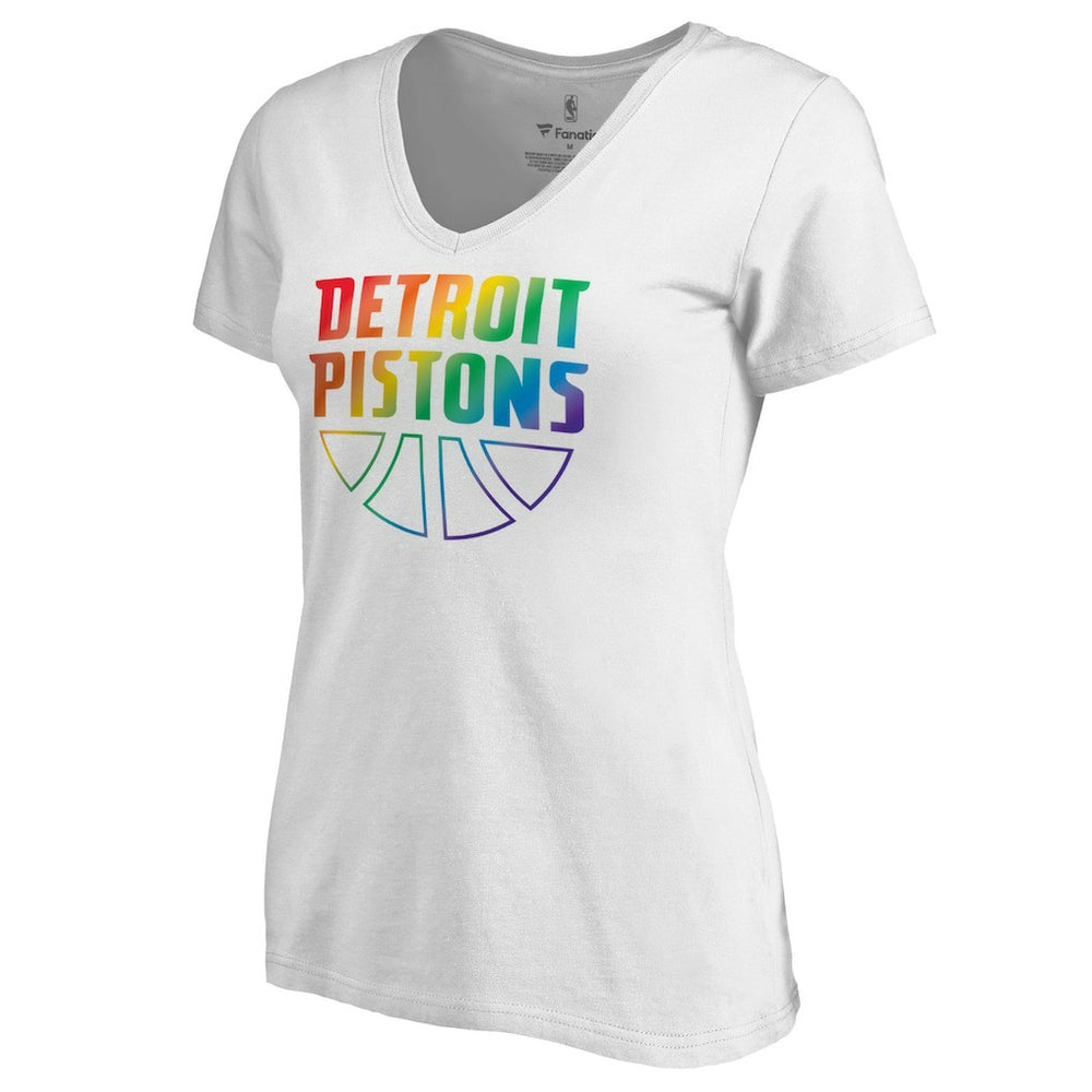 NBA Detroit Pistons Women's Team Pride Wordmark V-Neck T-Shirt sale