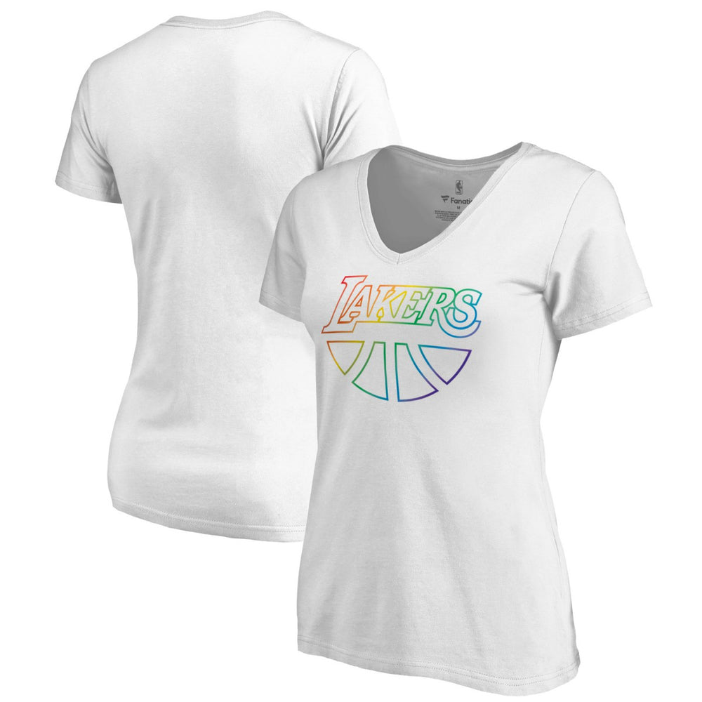 NBA Los Angeles Lakers Women's Team Pride Wordmark V-Neck T-Shirt