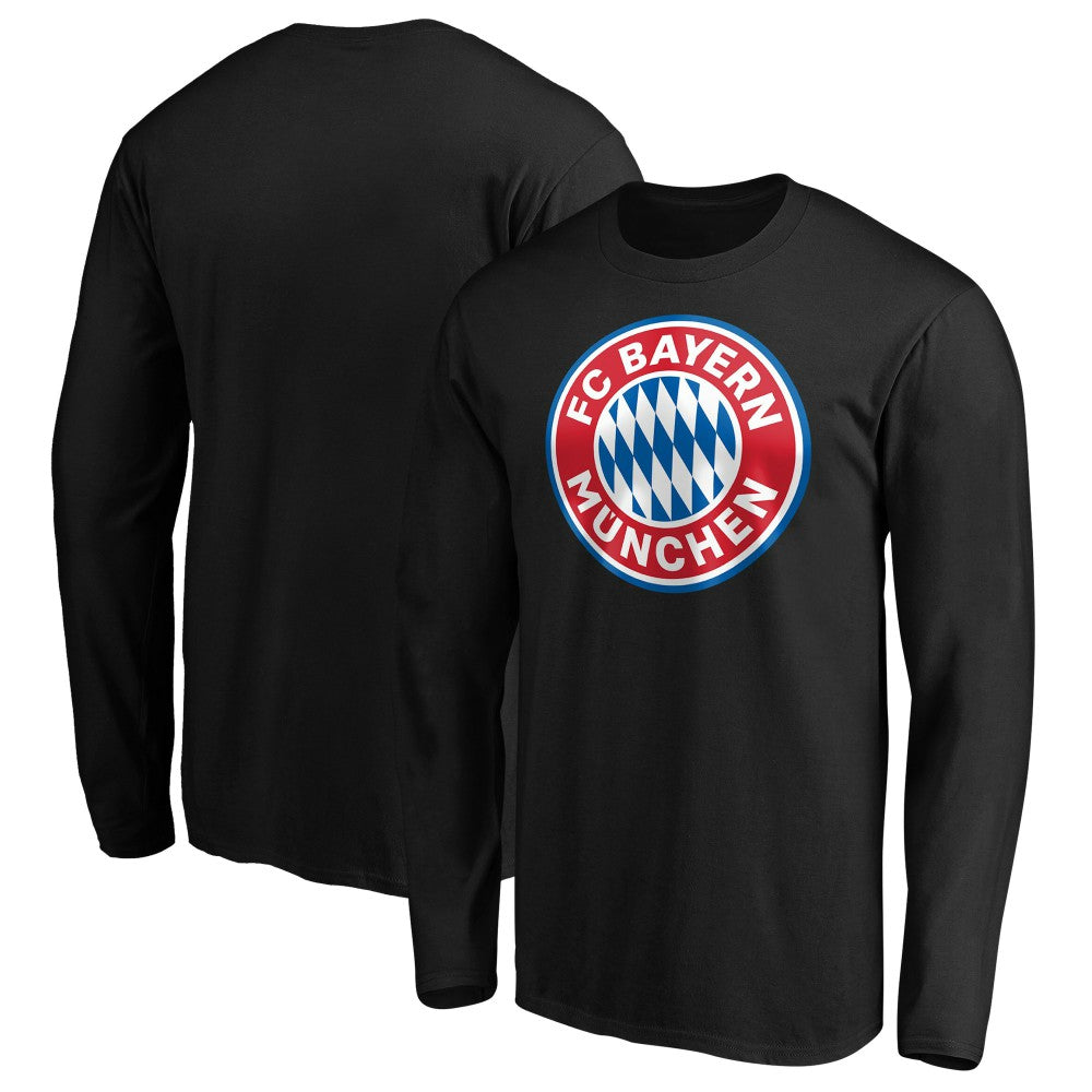 Bayern Munich Logo Long Sleeve T-Shirt -  Black
