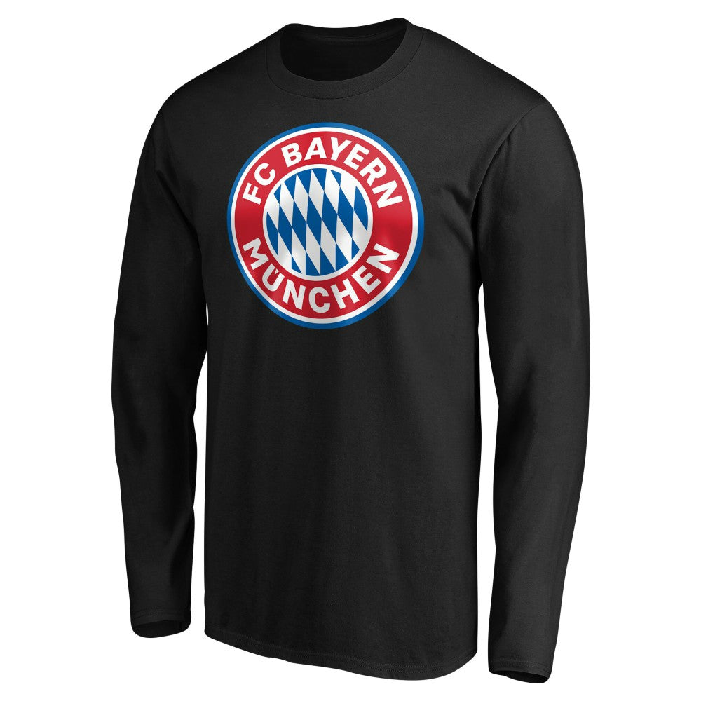 Bayern Munich Logo Long Sleeve T-Shirt -  Black