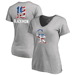 MLB Charlie Blackmon Colorado Rockies Women's Banner Wave Name & Number V-Neck T-Shirt