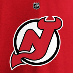 NHL Red Jack Hughes New Jersey Devils Fanatics Authentic Stack Player Name & Number T-Shirt