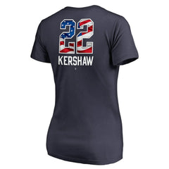 MLB Clayton Kershaw Los Angeles Dodgers Women's Banner Wave Name & Number V-Neck T-Shirt