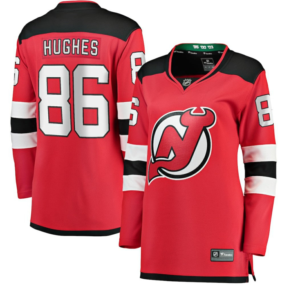 NHL Red Jack Hughes New Jersey Devils Fanatics Women's Home Breakaway Jersey