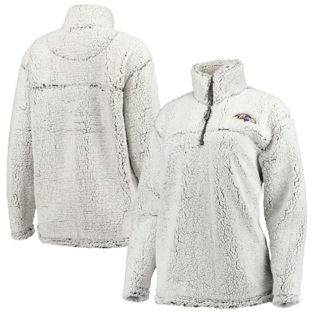 G-III 4Her by Carl Banks Women's Sherpa Quarter-Zip Pullover Jacket - Baltimore Ravens