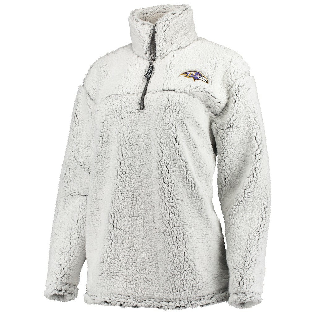 G-III 4Her by Carl Banks Women's Sherpa Quarter-Zip Pullover Jacket - Baltimore Ravens