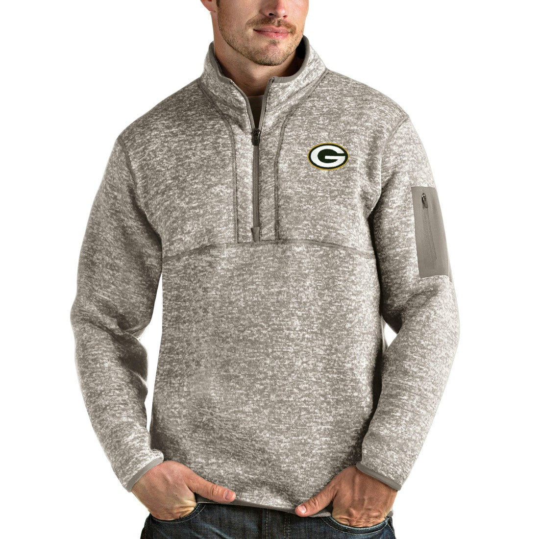 Antigua Fortune Quarter-Zip Pullover Jacket - Green Bay Packers