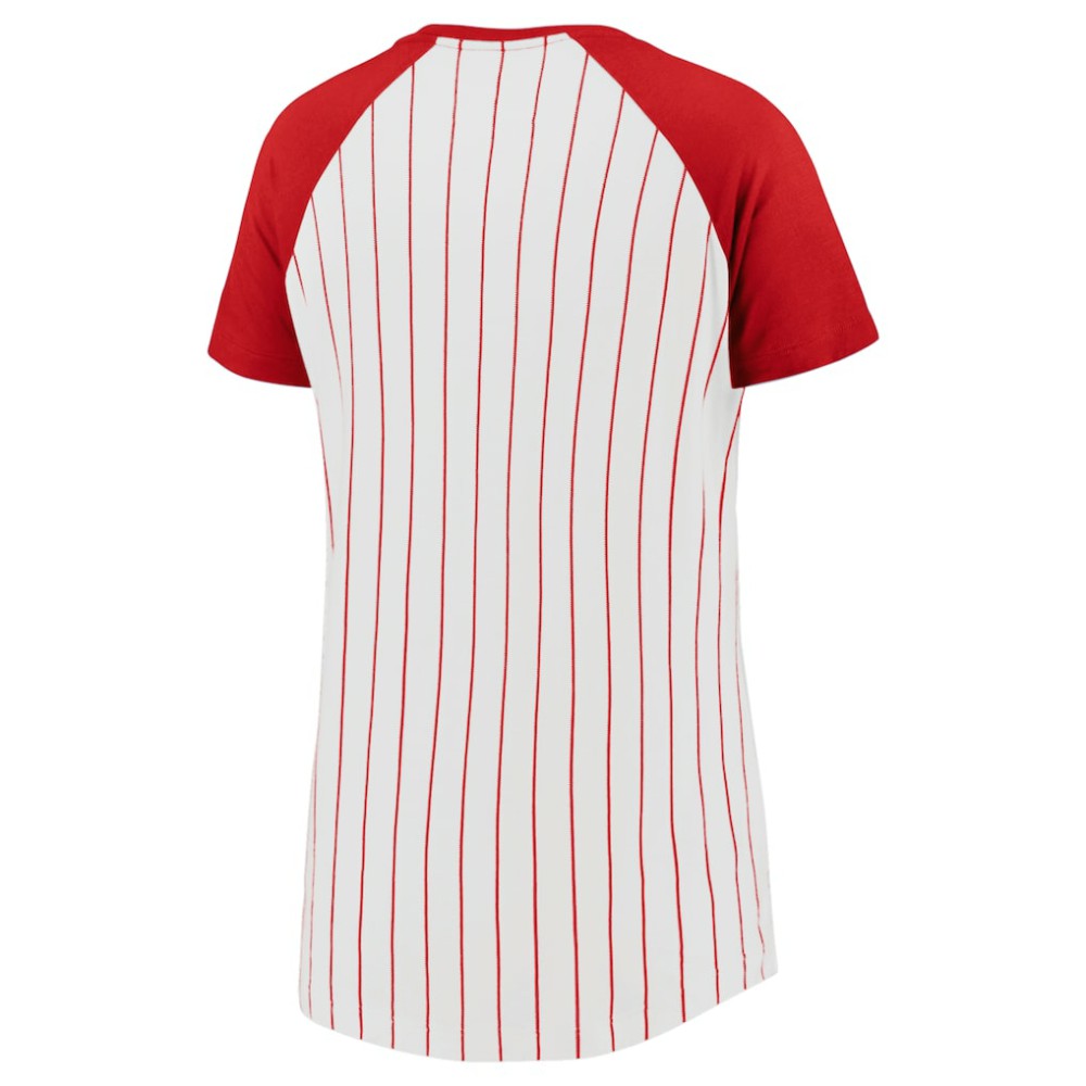 MLB St. Louis Cardinals Fanatics Women's Cooperstown Collection Iconic Pinstripe Raglan Scoop Neck T-Shirt