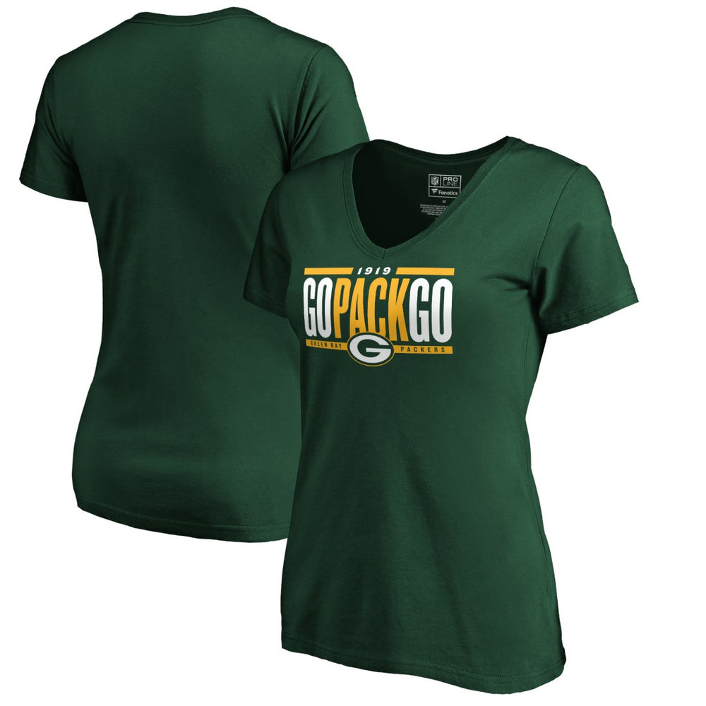 Women's Hometown Refresh Go Pack Go V-Neck T-Shirt - Green Bay Packers