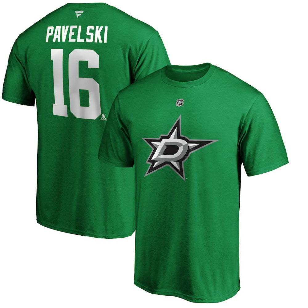 NHL Kelly Green Joe Pavelski Dallas Stars Fanatics Authentic Stack Player Name & Number T-Shirt