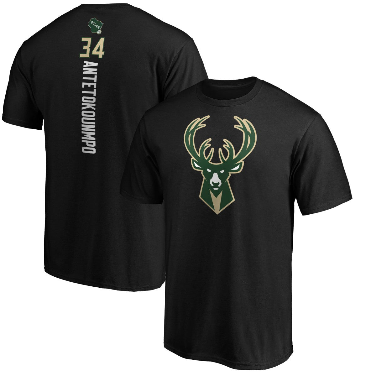 NBA Giannis Antetokounmpo Milwaukee Bucks Team Playmaker Name & Number T-Shirt