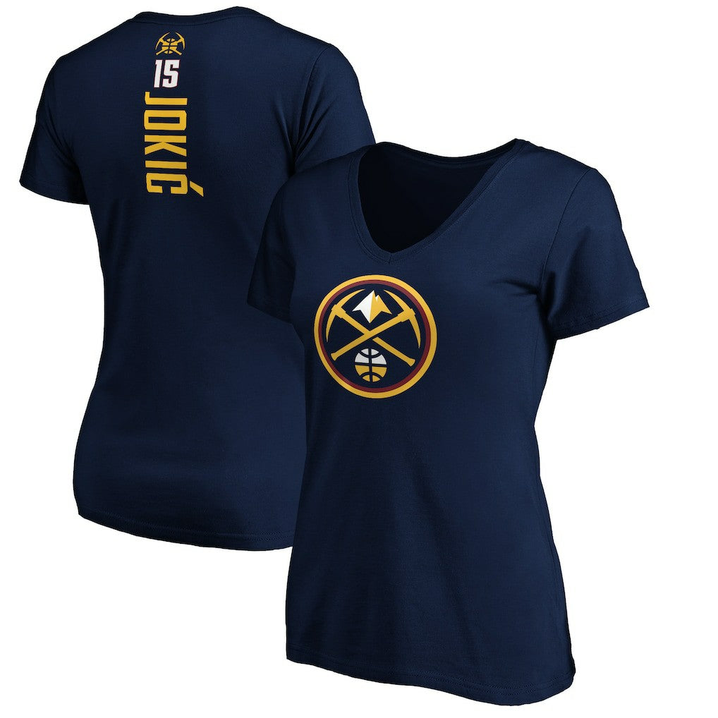 NBA Nikola Jokic Denver Nuggets Women's Playmaker Name & Number V-Neck T-Shirt sale