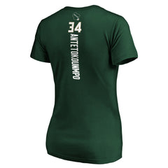 NBA Giannis Antetokounmpo Milwaukee Bucks Women's Playmaker Name & Number V-Neck T-Shirt