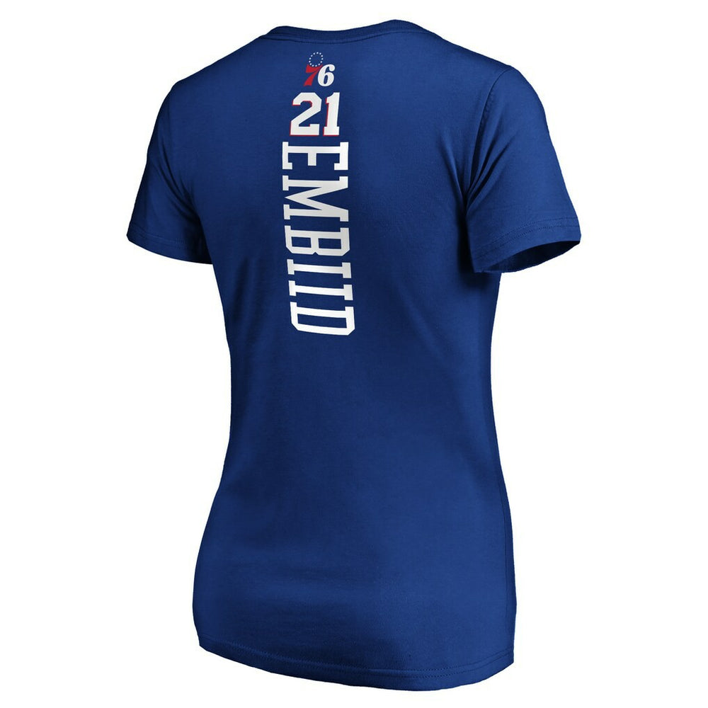 NBA Joel Embiid Philadelphia 76ers Women's Playmaker Name & Number V-Neck T-Shirt