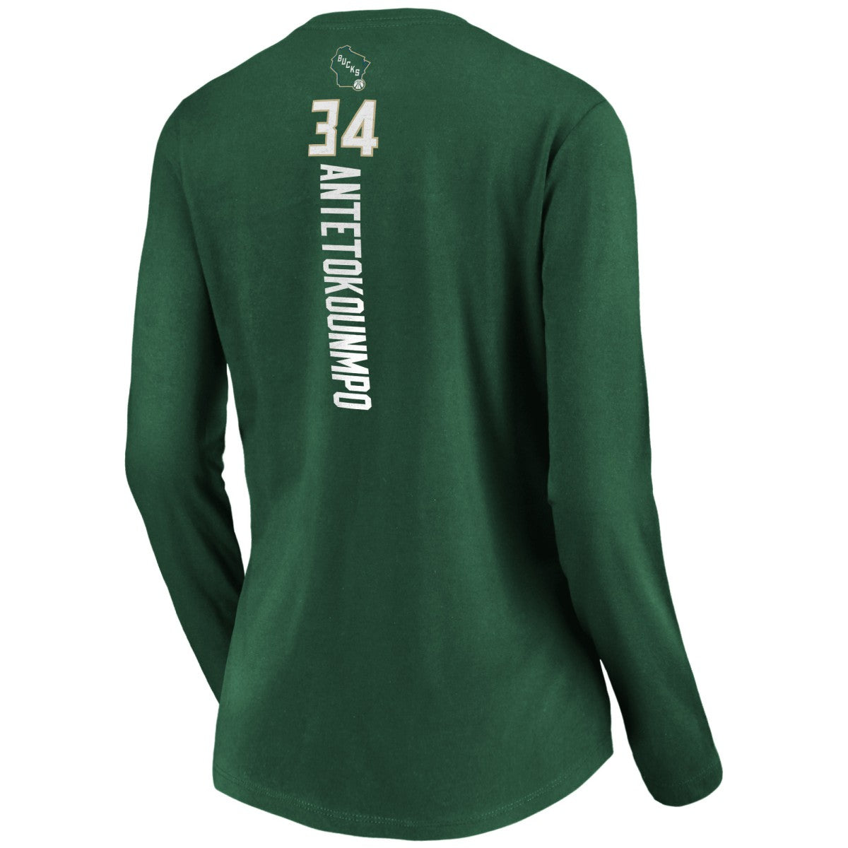 NBA Giannis Antetokounmpo Milwaukee Bucks Women's Playmaker Name & Number Long Sleeve V-Neck T-Shirt