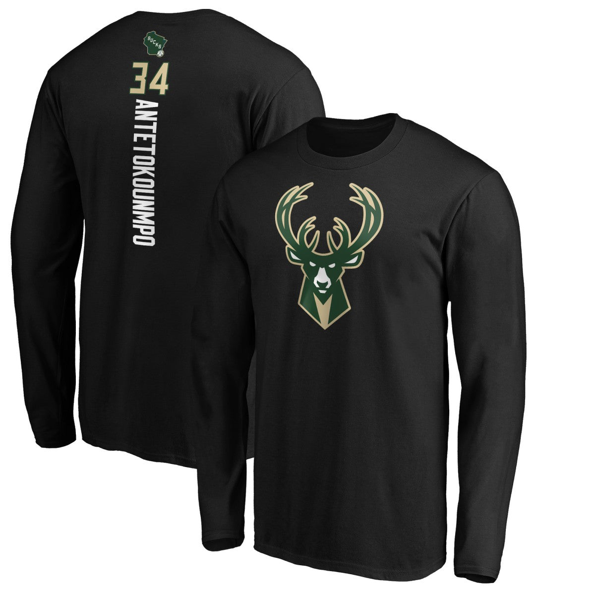 NBA Giannis Antetokounmpo Milwaukee Bucks Playmaker Name & Number Long Sleeve T-Shirt