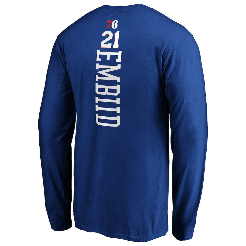 NBA Joel Embiid Philadelphia 76ers Playmaker Name & Number Long Sleeve T-Shirt