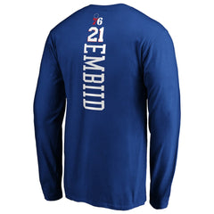 NBA Joel Embiid Philadelphia 76ers Playmaker Name & Number Long Sleeve T-Shirt