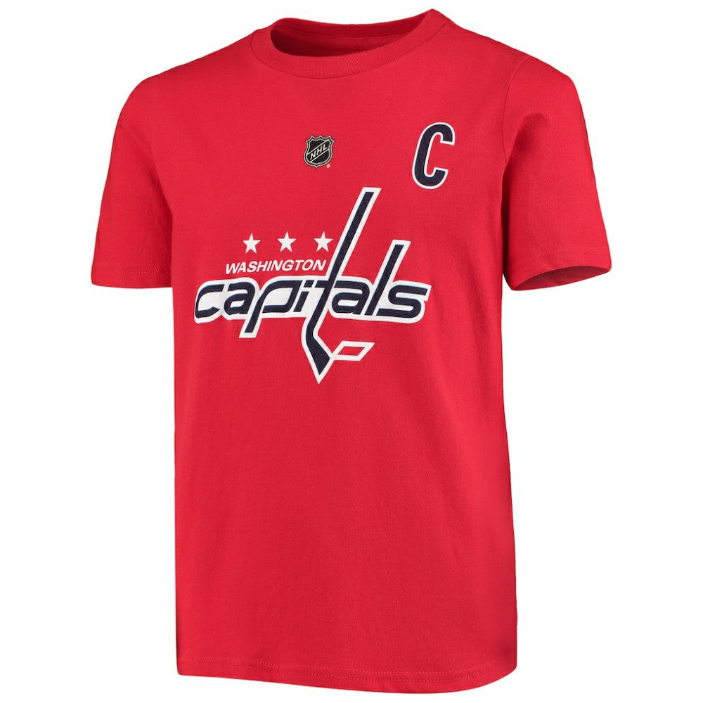 NHL Red Alexander Ovechkin Washington Capitals Youth Player Name & Number T-Shirt