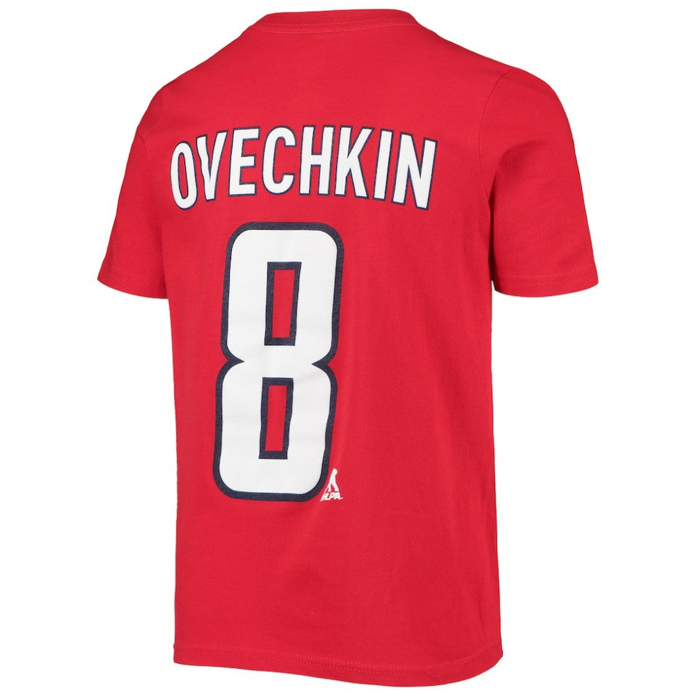 NHL Red Alexander Ovechkin Washington Capitals Youth Player Name & Number T-Shirt
