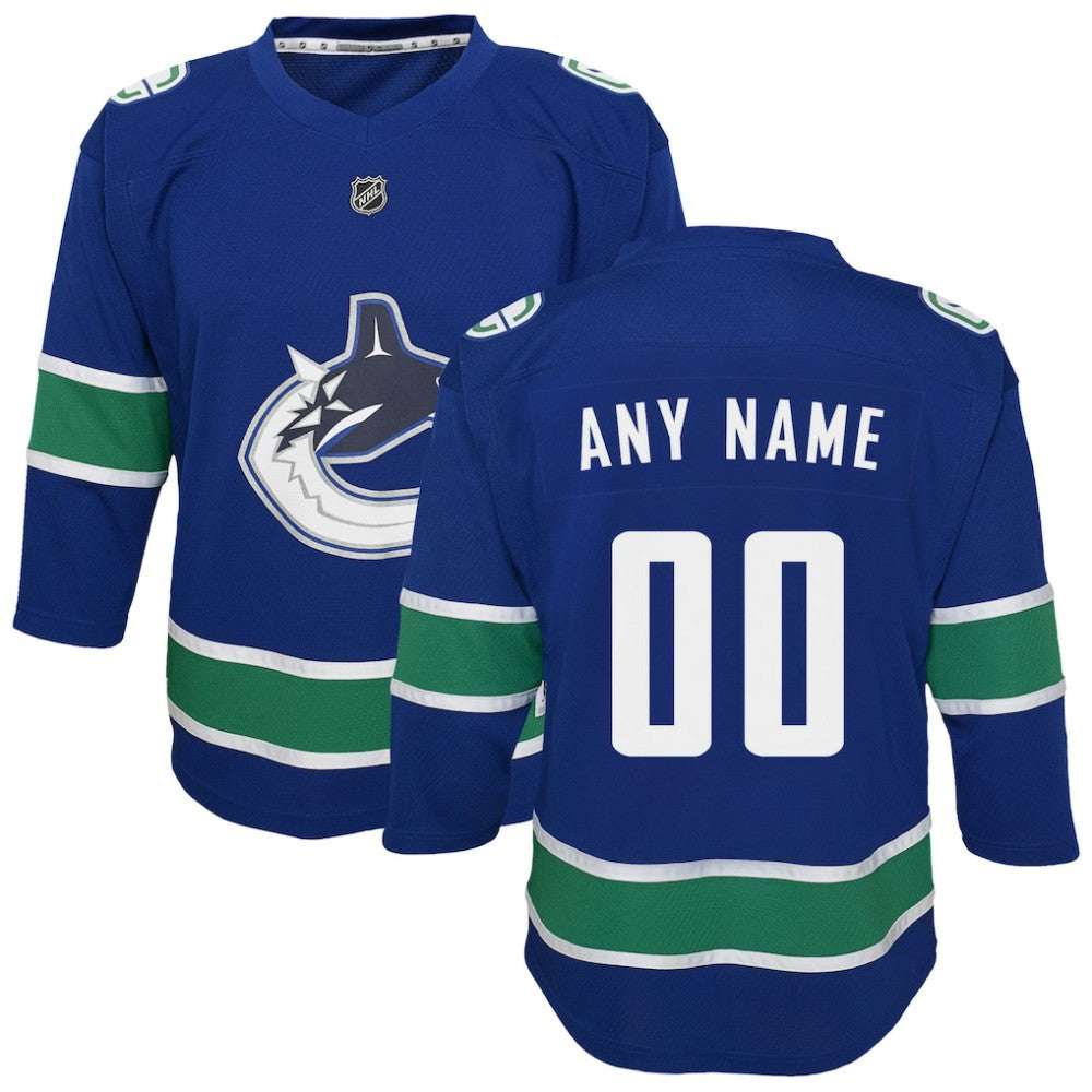 NHL Blue Vancouver Canucks Youth Replica Custom Jersey
