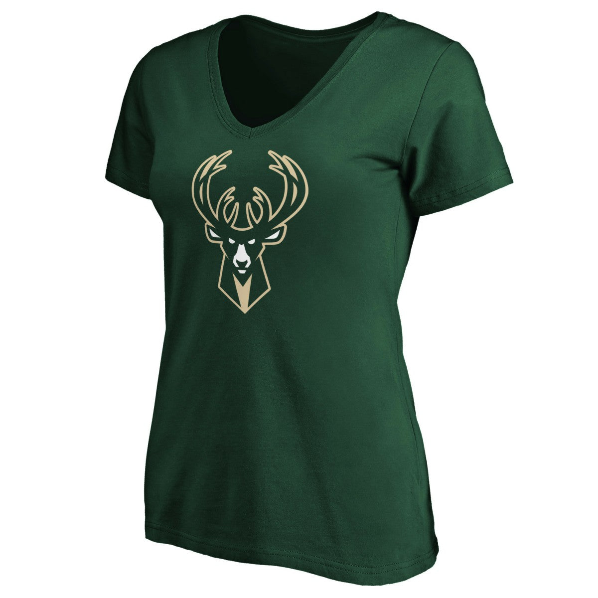 NBA Milwaukee Bucks Women's Primary Logo Team V-Neck T-Shirt