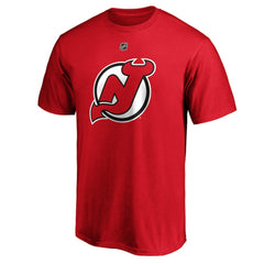 NHL Red Nico Hischier New Jersey Devils Fanatics Authentic Stack Player Name & Number T-Shirt