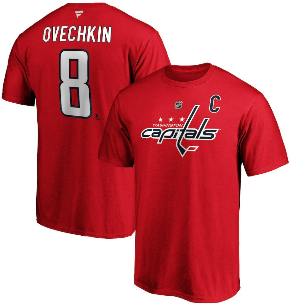 NHL Red Alexander Ovechkin Washington Capitals Fanatics Authentic Stack Player Name & Number T-Shirt