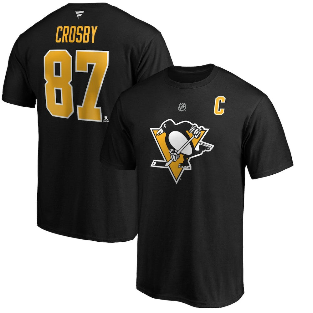 NHL Black Sidney Crosby Pittsburgh Penguins Fanatics Authentic Stack Player Name & Number T-Shirt