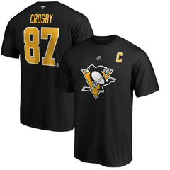 NHL Black Sidney Crosby Pittsburgh Penguins Fanatics Authentic Stack Player Name & Number T-Shirt