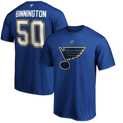 NHL Blue Jordan Binnington St. Louis Blues Fanatics Authentic Stack Player Name & Number T-Shirt