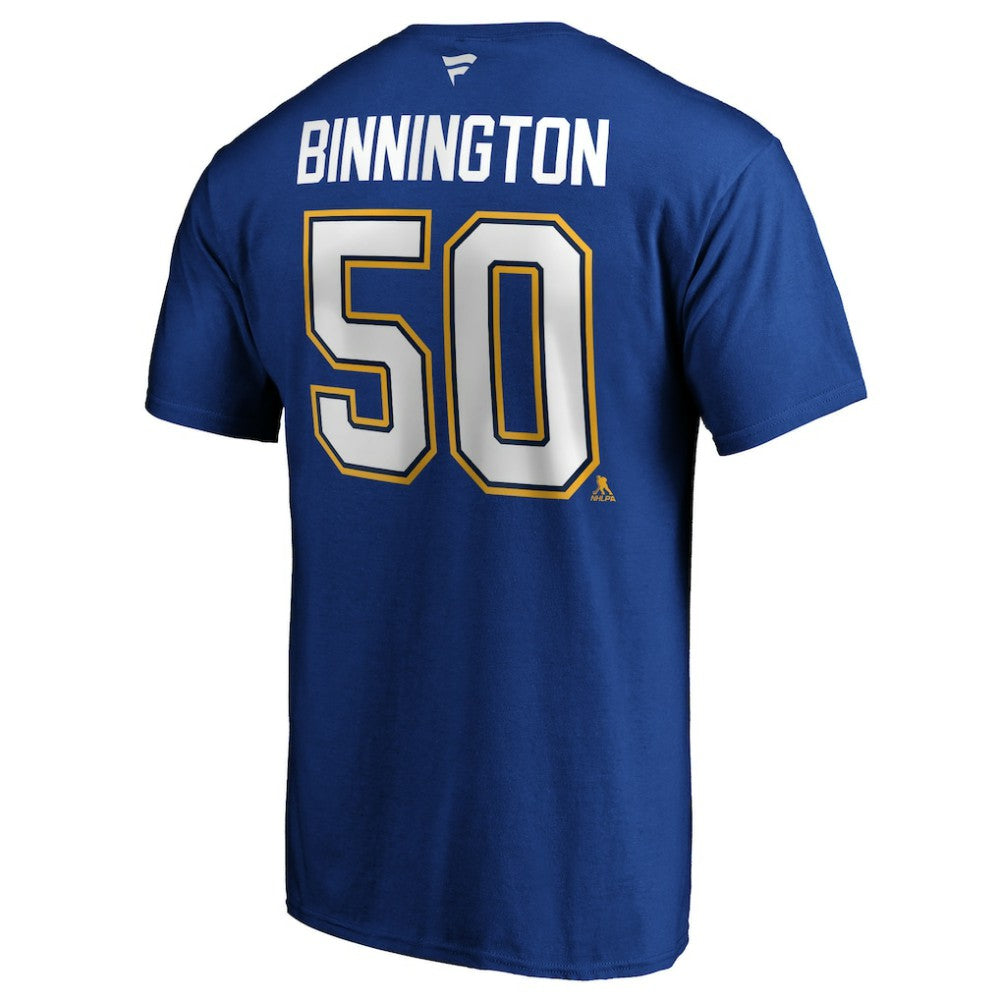 NHL Blue Jordan Binnington St. Louis Blues Fanatics Authentic Stack Player Name & Number T-Shirt