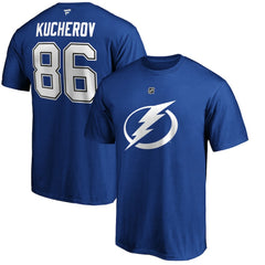 NHL Blue Nikita Kucherov Tampa Bay Lightning Fanatics Authentic Stack Player Name & Number T-Shirt