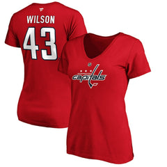 NHL Red Tom Wilson Washington Capitals Fanatics Women's Authentic Stack Name & Number V-Neck T-Shirt