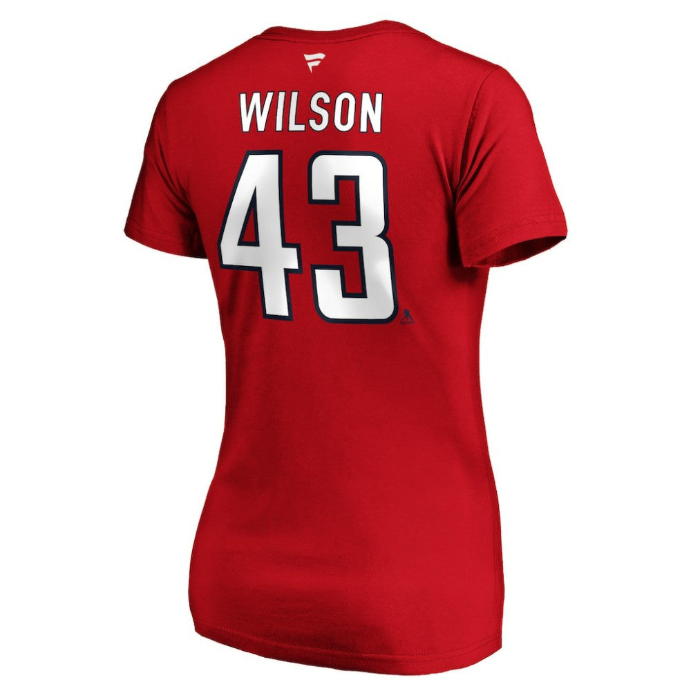 NHL Red Tom Wilson Washington Capitals Fanatics Women's Authentic Stack Name & Number V-Neck T-Shirt