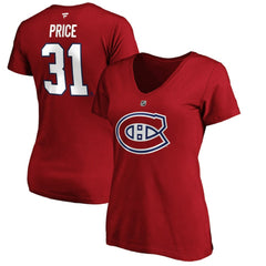 NHL Red Carey Price Montreal Canadiens Fanatics Women's Authentic Stack Name & Number V-Neck T-Shirt