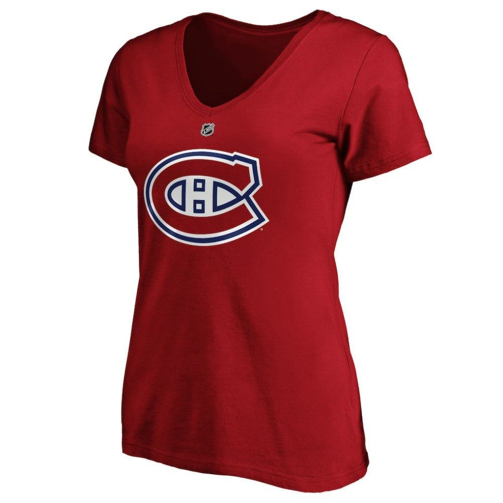 NHL Red Carey Price Montreal Canadiens Fanatics Women's Authentic Stack Name & Number V-Neck T-Shirt