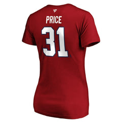 NHL Red Carey Price Montreal Canadiens Fanatics Women's Authentic Stack Name & Number V-Neck T-Shirt