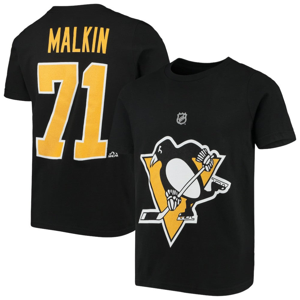 NHL Black Evgeni Malkin Pittsburgh Penguins Youth Player Name & Number T-Shirt