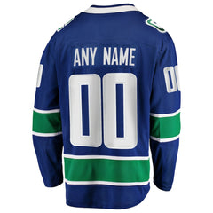 NHL Blue Vancouver Canucks Fanatics Home Team Breakaway Custom Jersey
