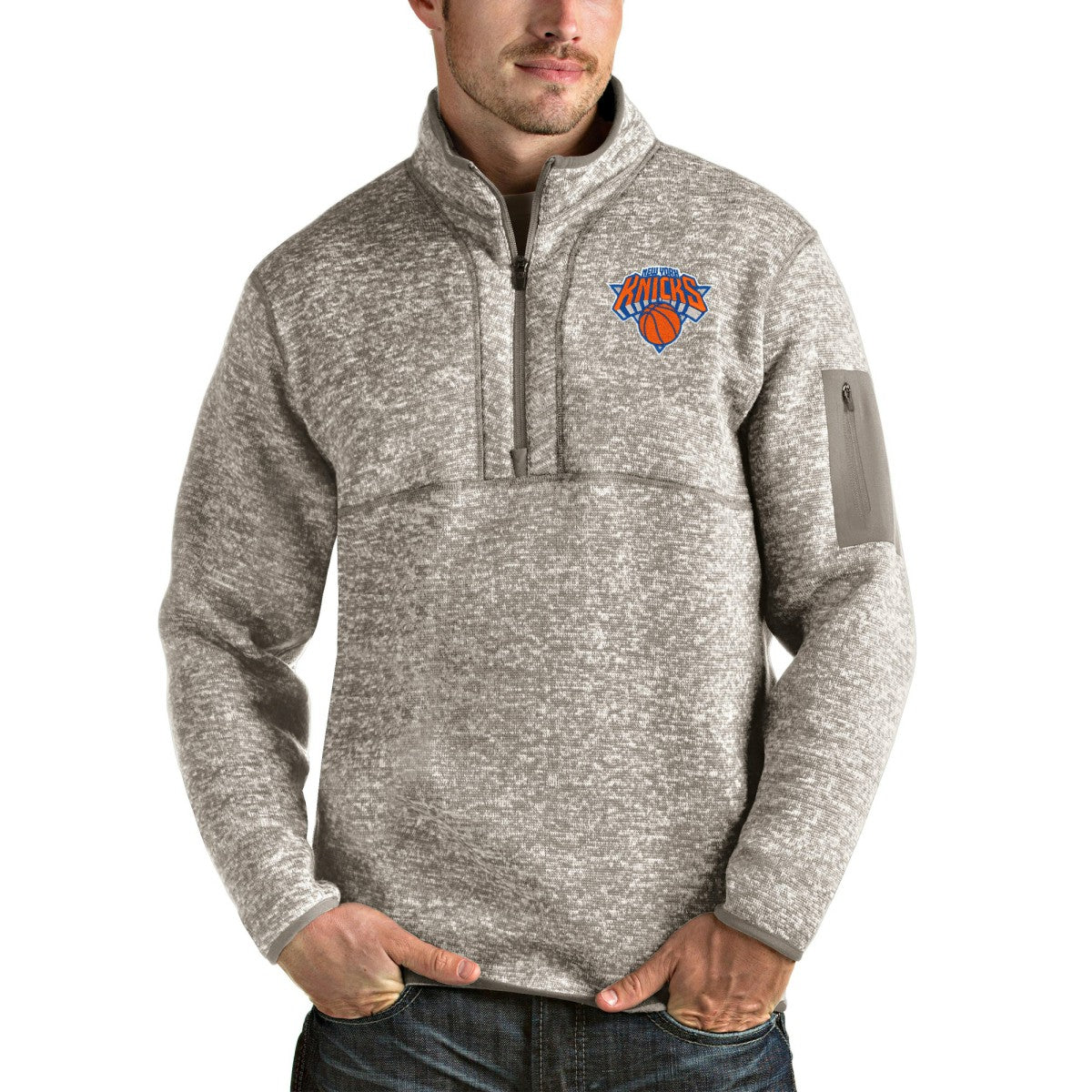 NBA New York Knicks Antigua Fortune Quarter-Zip Pullover Jacket