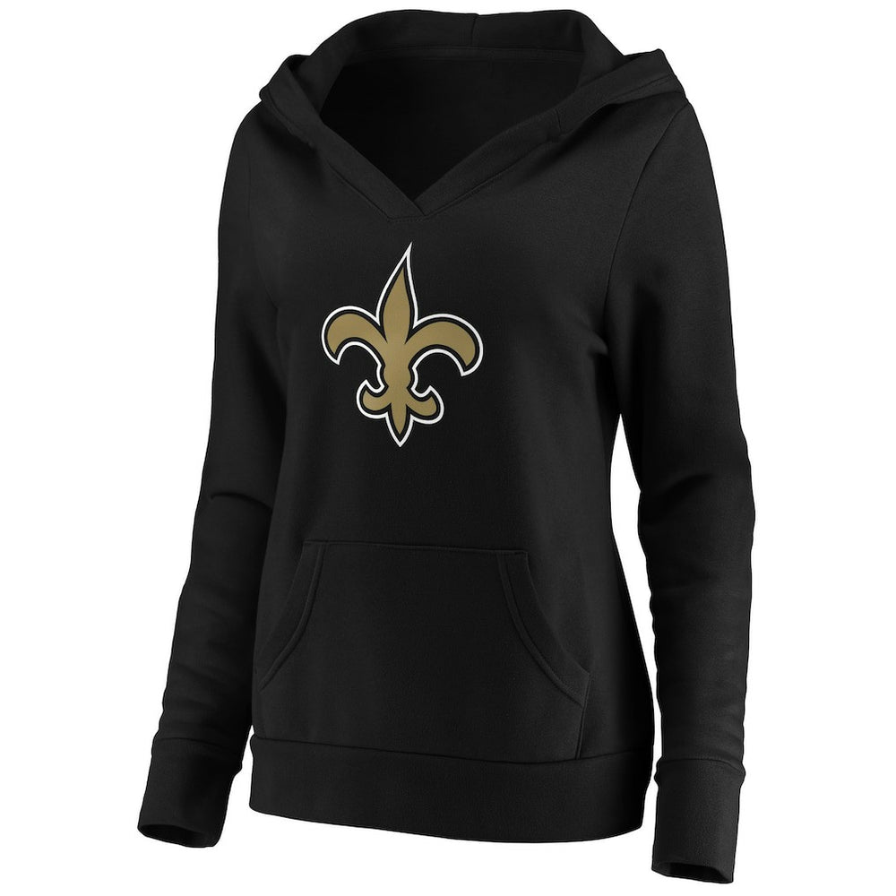 Women's Primary Team Logo V-Neck Pullover Hoodie - New Orleans Saints