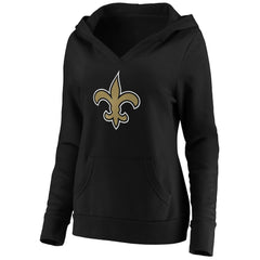 Women's Primary Team Logo V-Neck Pullover Hoodie - New Orleans Saints