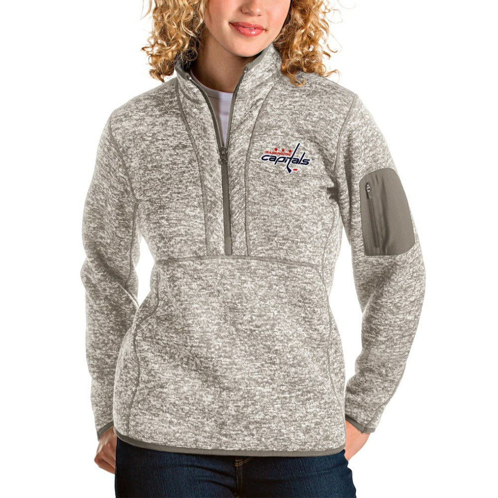 NHL Oatmeal Washington Capitals Antigua Women's Fortune Half-Zip Sweatshirt
