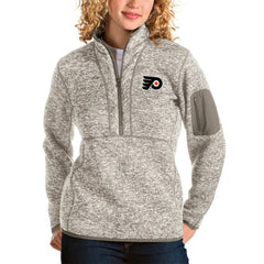 NHL Oatmeal Philadelphia Flyers Antigua Women's Fortune Half-Zip Sweatshirt