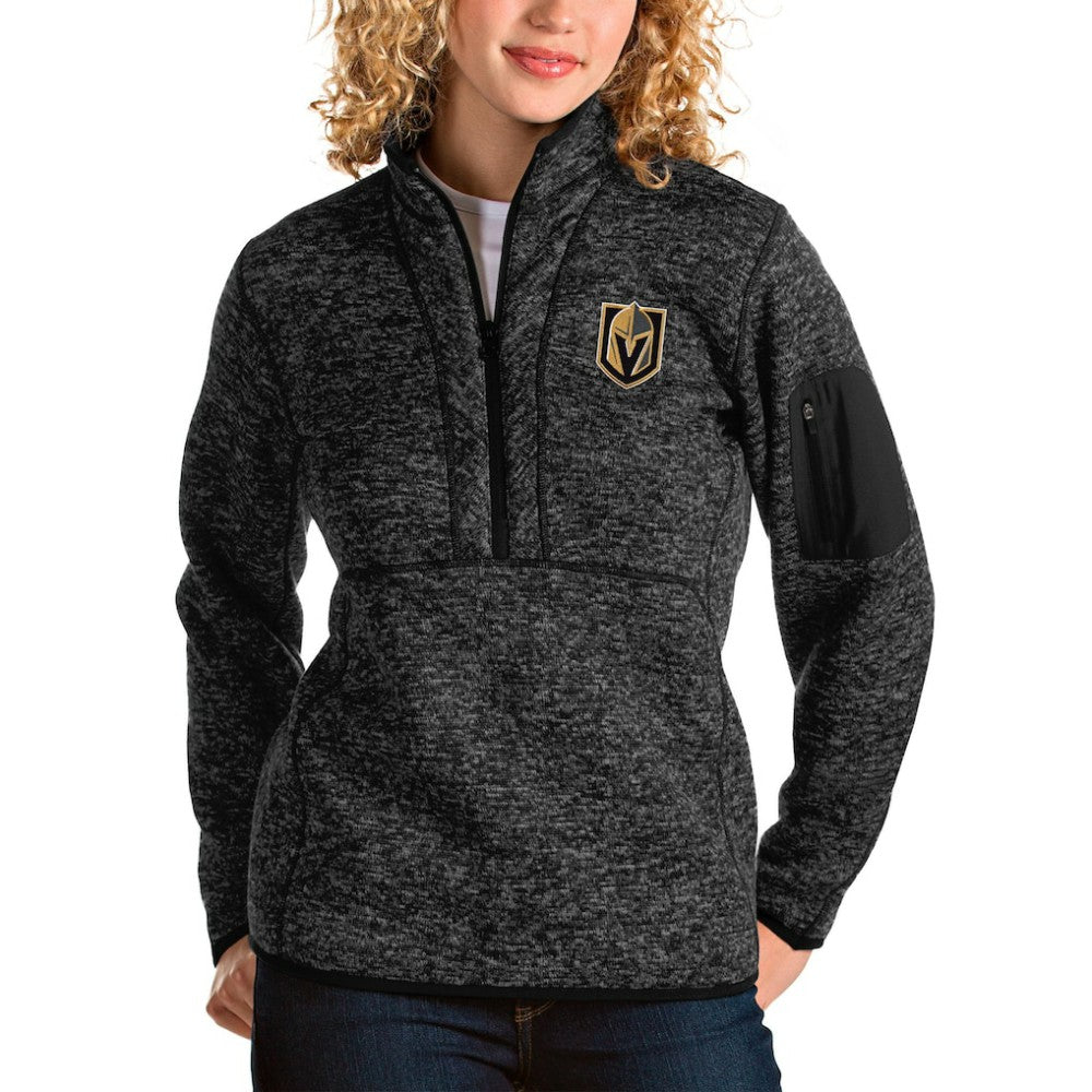 NHL Heather Black Vegas Golden Knights Antigua Women's Fortune Half-Zip Sweatshirt
