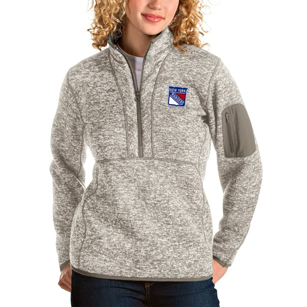 NHL Oatmeal New York Rangers Antigua Women's Fortune Half-Zip Sweatshirt